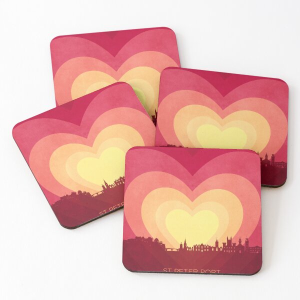 Item preview, St Peter Port Guernsey Channel Islands Skyline Hearts Red Yellow designed and sold by ArtPrints.