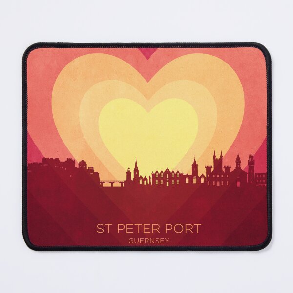 Item preview, St Peter Port Guernsey Channel Islands Skyline Hearts Red Yellow designed and sold by ArtPrints.
