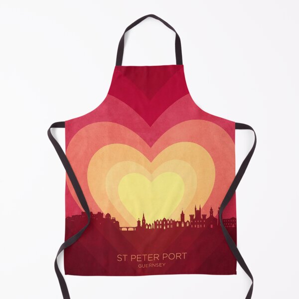 Item preview, St Peter Port Guernsey Channel Islands Skyline Hearts Red Yellow designed and sold by ArtPrints.