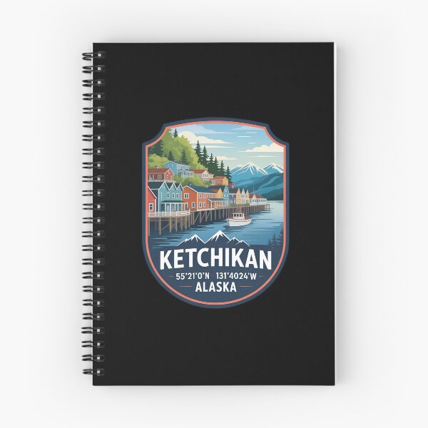 Item preview, Ketchikan Alaska Shield– Colorful Waterfront Travel Art with Coordinates designed and sold by VividOrganica.