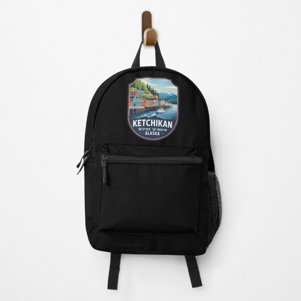 Item preview, Ketchikan Alaska Shield– Colorful Waterfront Travel Art with Coordinates designed and sold by VividOrganica.