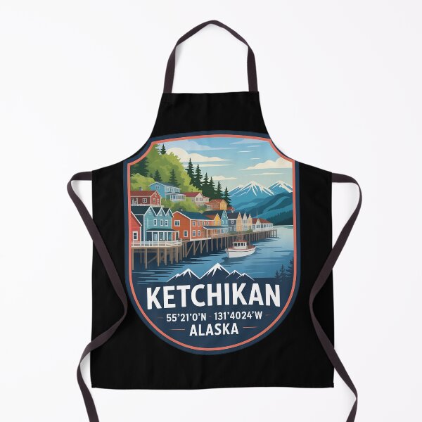 Item preview, Ketchikan Alaska Shield– Colorful Waterfront Travel Art with Coordinates designed and sold by VividOrganica.