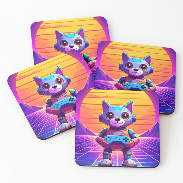 Item preview, Cyborg Cat Gamer in 80s Synthwave Grid Landscape designed and sold by takeng07.