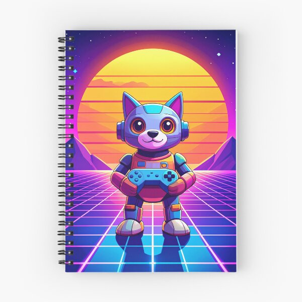 Item preview, Cyborg Cat Gamer in 80s Synthwave Grid Landscape designed and sold by takeng07.