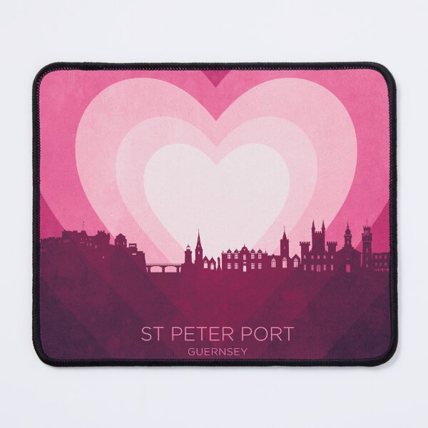Item preview, St Peter Port Guernsey Channel Islands Skyline Hearts Pink designed and sold by ArtPrints.