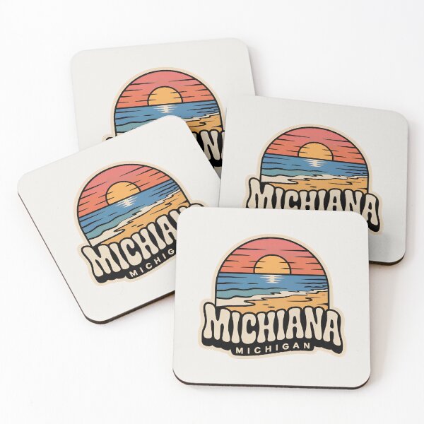 Item preview, Michiana Michigan Retro Sunset Beach Emblem designed and sold by TheOldMittenIllustrated.