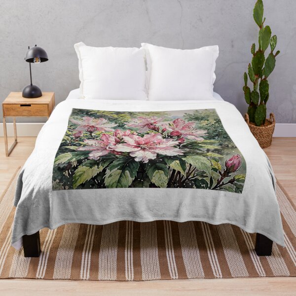 Item preview, Blossoming Azalea Bush In Watercolors designed and sold by Oldetimemercan.
