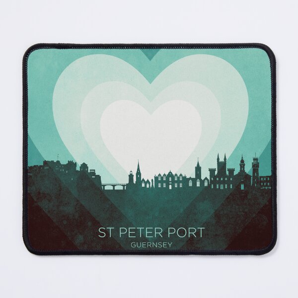 Item preview, St Peter Port Guernsey Channel Islands Skyline Hearts Teal designed and sold by ArtPrints.