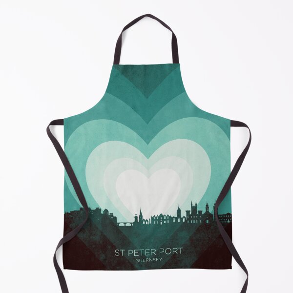 Item preview, St Peter Port Guernsey Channel Islands Skyline Hearts Teal designed and sold by ArtPrints.