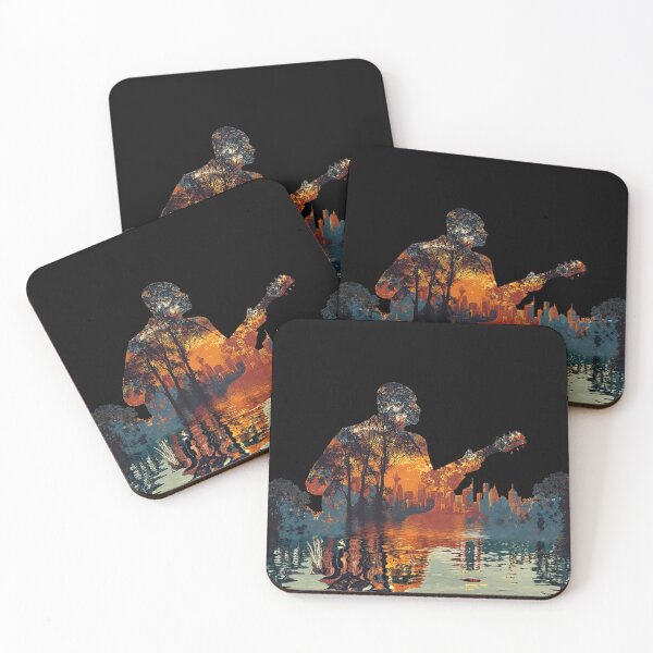 Item preview, Double Exposure Nature Guitar Player Art | Urban Forest Harmony designed and sold by CrunchyGoats.