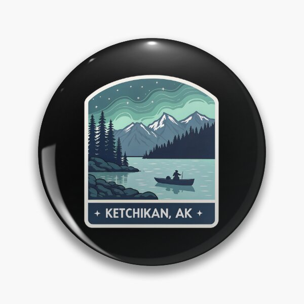 Item preview, Ketchikan Alaska  – Coastal Fjord Scene with Northern Lights designed and sold by VividOrganica.