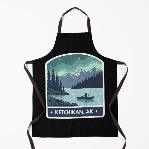 Item preview, Ketchikan Alaska – Coastal Fjord Scene with Northern Lights designed and sold by VividOrganica.