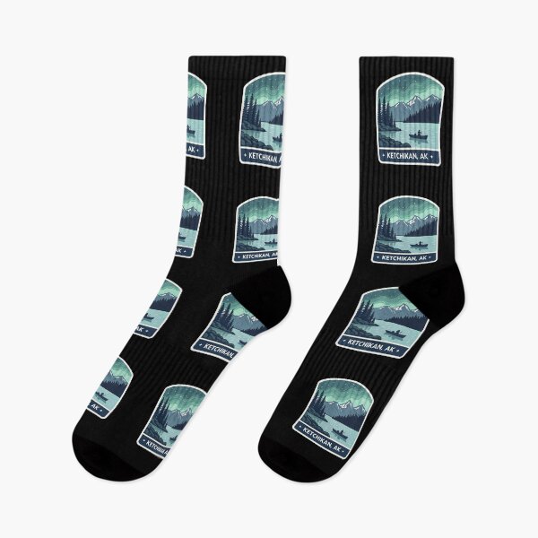 Item preview, Ketchikan Alaska  – Coastal Fjord Scene with Northern Lights designed and sold by VividOrganica.