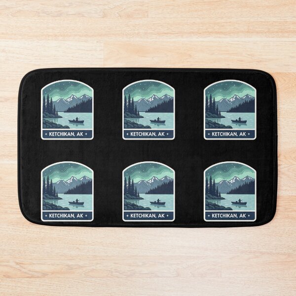 Item preview, Ketchikan Alaska  – Coastal Fjord Scene with Northern Lights designed and sold by VividOrganica.