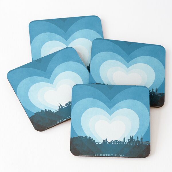Item preview, St Peter Port Guernsey Channel Islands Skyline Hearts Blue designed and sold by ArtPrints.