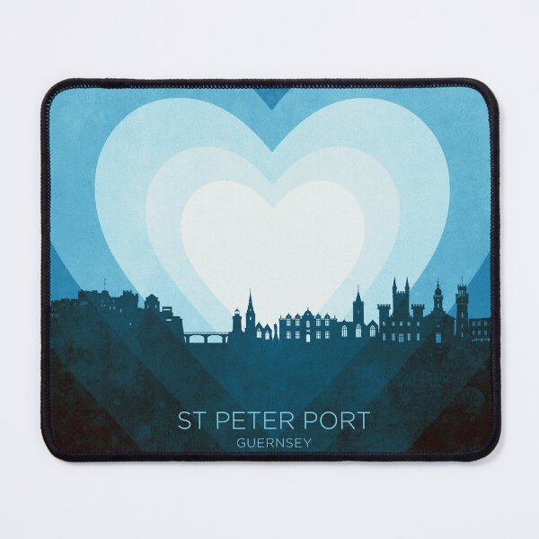 Item preview, St Peter Port Guernsey Channel Islands Skyline Hearts Blue designed and sold by ArtPrints.