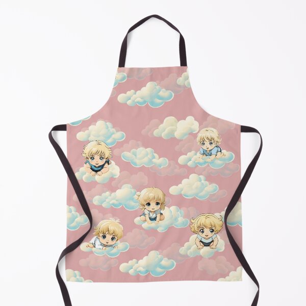 Item preview, Retro Anime Style Babies on Clouds | Retro Anime Artwork | Pattern designed and sold by UnhingedBird.