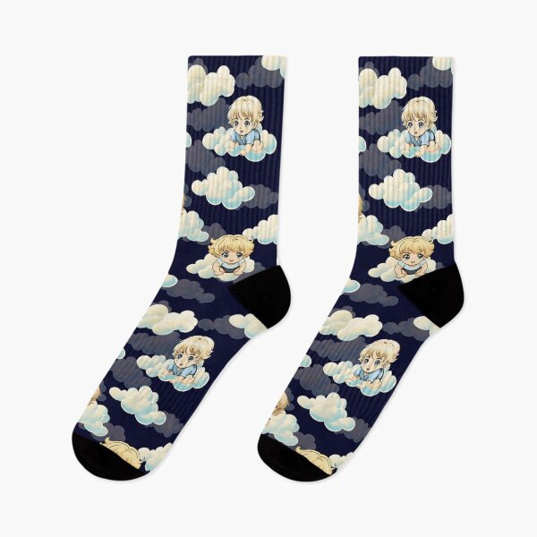Item preview, Retro Anime Style Babies on Clouds | Retro Anime Artwork | Pattern designed and sold by UnhingedBird.