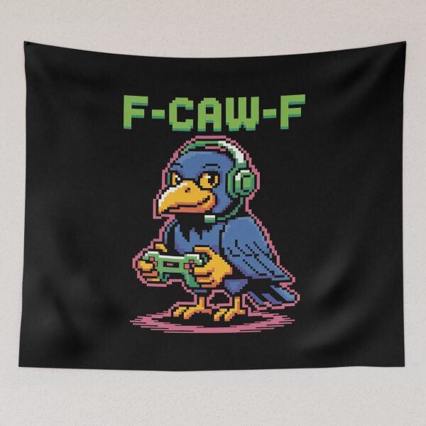 Item preview, F-CAW-F Pixel Art Raven Gamer Tee - 8-Bit Crow Controller designed and sold by DarylWelsh2024.