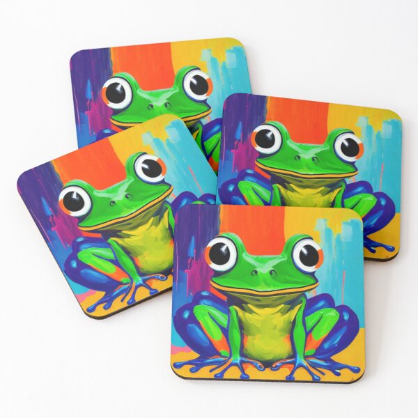 Item preview, Bright colourful frog with big eyes designed and sold by Henrybubbles400.