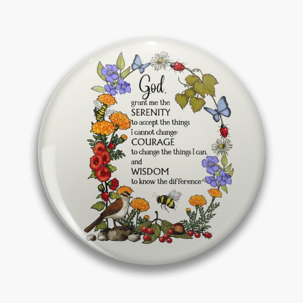 Item preview, Serenity Prayer, Flowers, Butterflies, Bees, and Ladybugs Illustration designed and sold by JoyfulWhimsy.