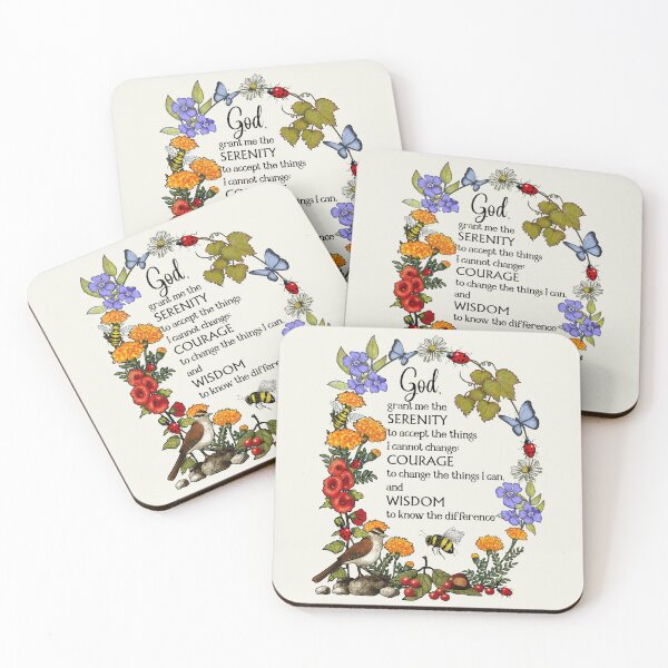 Item preview, Serenity Prayer, Flowers, Butterflies, Bees, and Ladybugs Illustration designed and sold by JoyfulWhimsy.