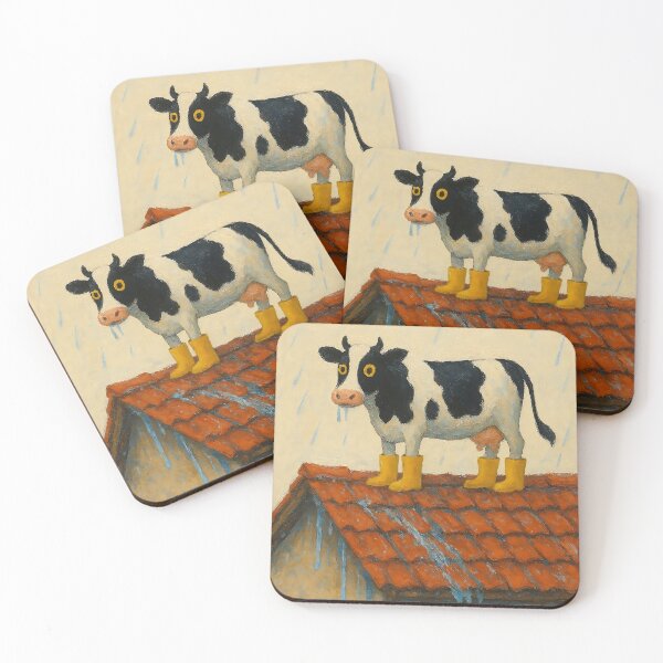 Item preview, Rainy Rooftop Cow designed and sold by Zoologybestiary.