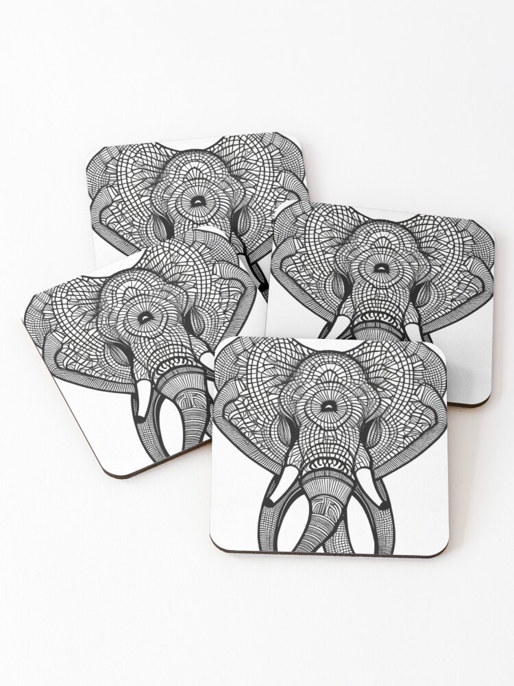 Thumbnail 1 of 5, Coasters (Set of 4), Elephant Stripes designed and sold by RAISC.