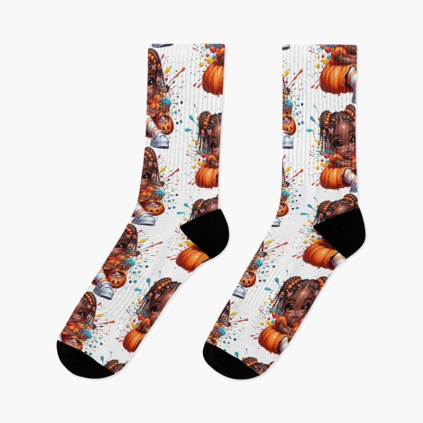 Item preview, Little Melanin Queen in Halloween Pumpkin Dress designed and sold by Lulunza.