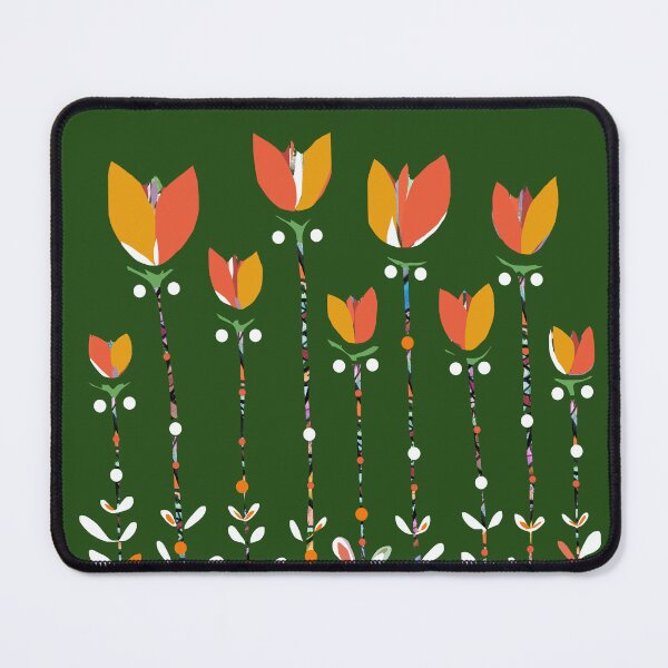 Item preview, Tulips green, retro tulips, tulip pattern, designed and sold by ZjalDesign.