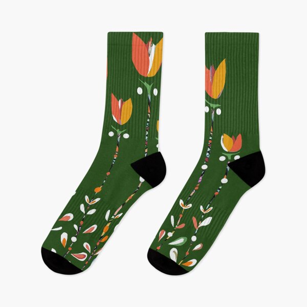 Item preview, Tulips green, retro tulips, tulip pattern,  designed and sold by ZjalDesign.