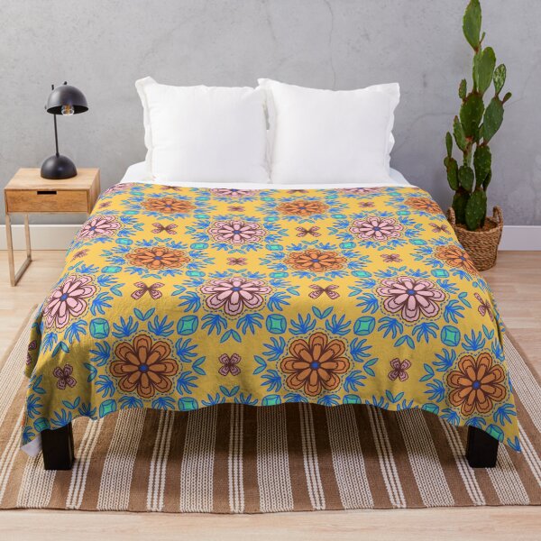 Item preview, Retro Floral Pattern on Yellow Background designed and sold by thanratdesign.