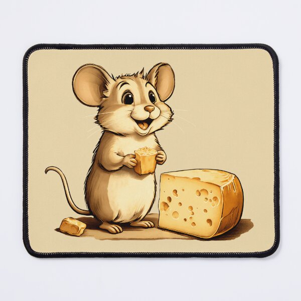 Item preview, Happy Mouse with Cheese Illustration | Mouse Art | Mouse Illustration | Mouse Lover | Cheese Lover designed and sold by UnhingedBird.
