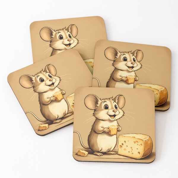 Item preview, Happy Mouse with Cheese Illustration | Mouse Art | Mouse Illustration | Mouse Lover | Cheese Lover designed and sold by UnhingedBird.