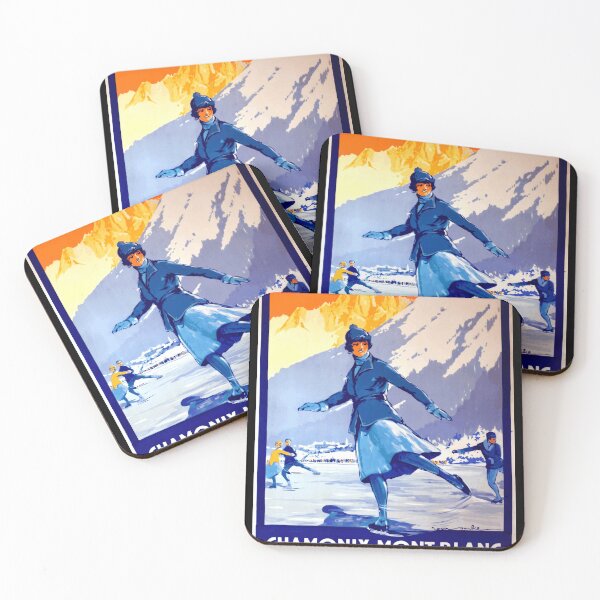 Item preview, Vintage Chamonix-Mont Blanc Travel Poster | Art Deco Style | Winter Sports & Ice Skating | Paris-Lyon-Mediterranee Railway designed and sold by artofuniverse.
