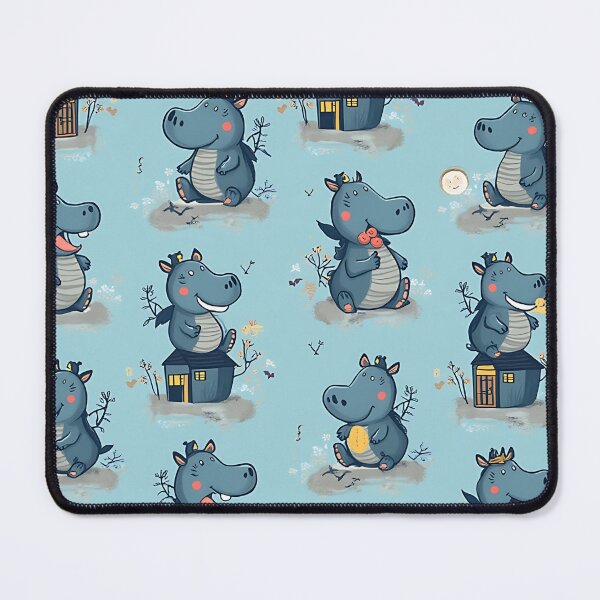 Item preview, Reading Hippo Pattern, Cozy Animal Design, Cute Book Lover, Kawaii Hippo Illustration designed and sold by ArtDesignTp.