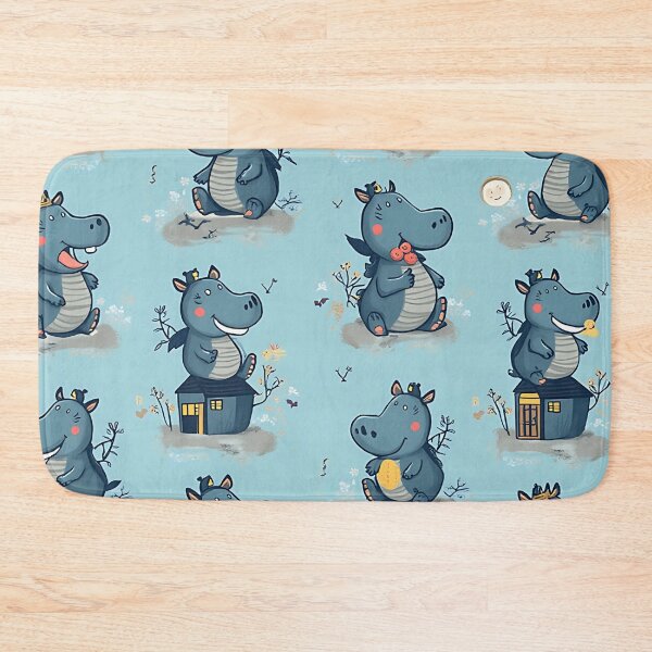 Item preview, Reading Hippo Pattern, Cozy Animal Design, Cute Book Lover, Kawaii Hippo Illustration designed and sold by ArtDesignTp.