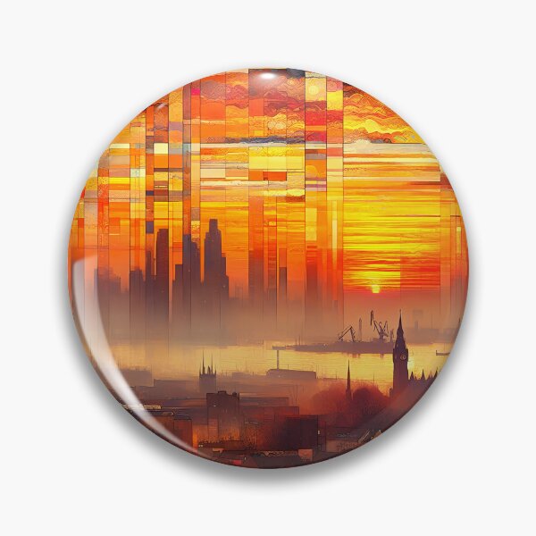 Item preview, Docklands Sunrise in Autumn | Geometric Cityscape Wall Art  designed and sold by Stoneflower-Art.