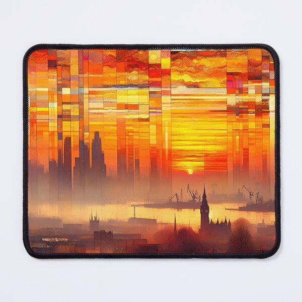 Item preview, Docklands Sunrise in Autumn | Geometric Cityscape Wall Art  designed and sold by Stoneflower-Art.