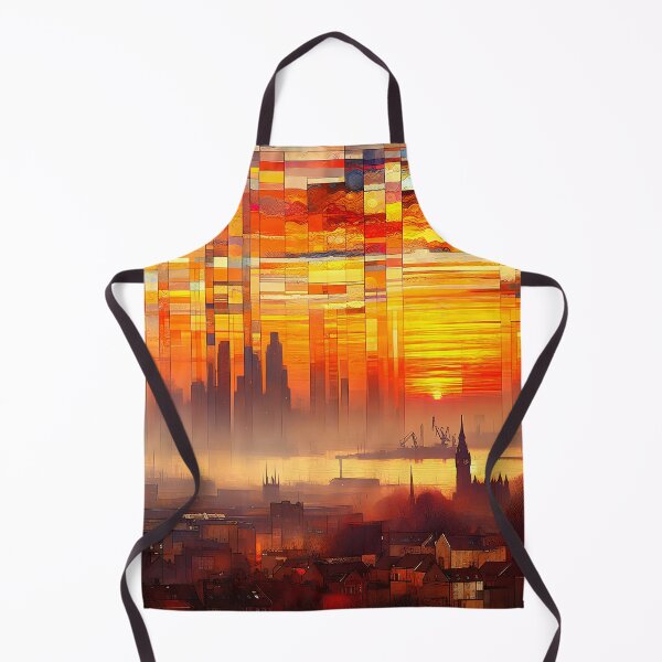 Item preview, Docklands Sunrise in Autumn | Geometric Cityscape Wall Art  designed and sold by Stoneflower-Art.