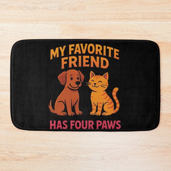 Item preview, My Favorite Friend Has Four Paws – Cute Dog and Cat Retro Design designed and sold by MythoWorldddd.