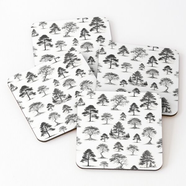 Item preview, Black and White Tree Motif Pattern | Monochromatic Pattern | Black and White Illustration designed and sold by UnhingedBird.