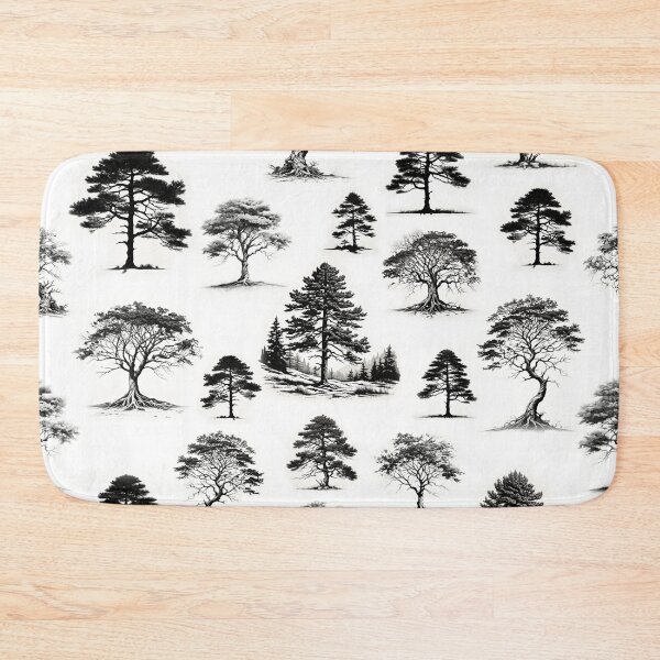 Item preview, Black and White Tree Motif Pattern | Monochromatic Pattern | Black and White Illustration designed and sold by UnhingedBird.