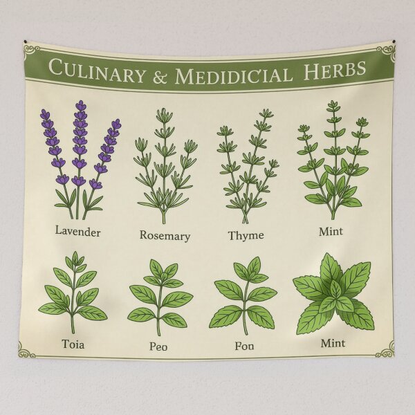 Item preview, Cottagecore Botanical Herb Chart designed and sold by xArchGoDx.