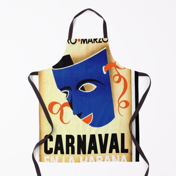 Item preview, Vintage Art Deco Poster | Carnival in Havana 1941 | Bold Blue Mask & Red Ribbons | Cuban Culture History Wall Art designed and sold by artofuniverse.