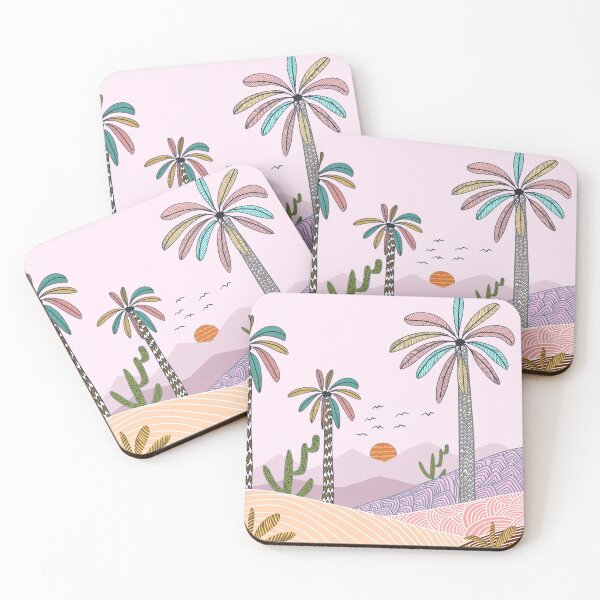 Item preview, Tropical Desert Sunset Artistic Palm Tree Landscape designed and sold by Dreamy Ocean Art.