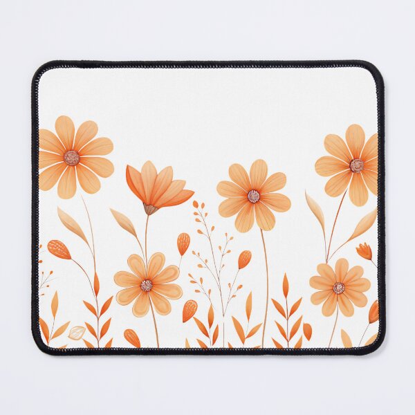 Item preview, Orange Floral Border Art With Peach-Orange Flowers And Delicate Stems On Black Background designed and sold by LinaDesign Store.