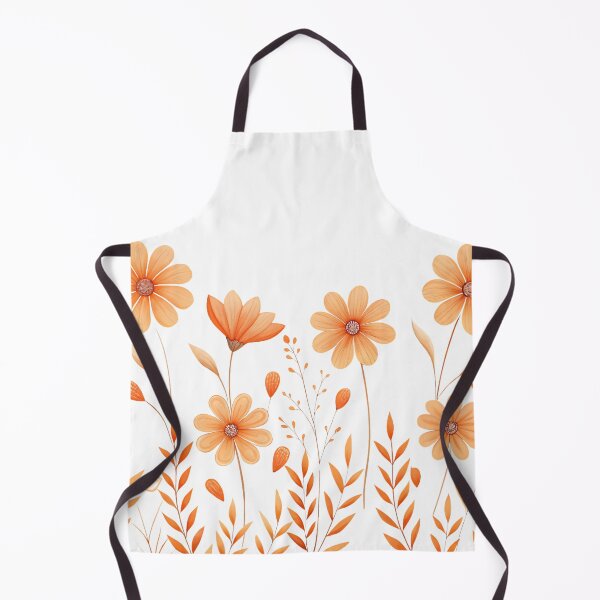 Item preview, Orange Floral Border Art With Peach-Orange Flowers And Delicate Stems On Black Background designed and sold by LinaDesign Store.