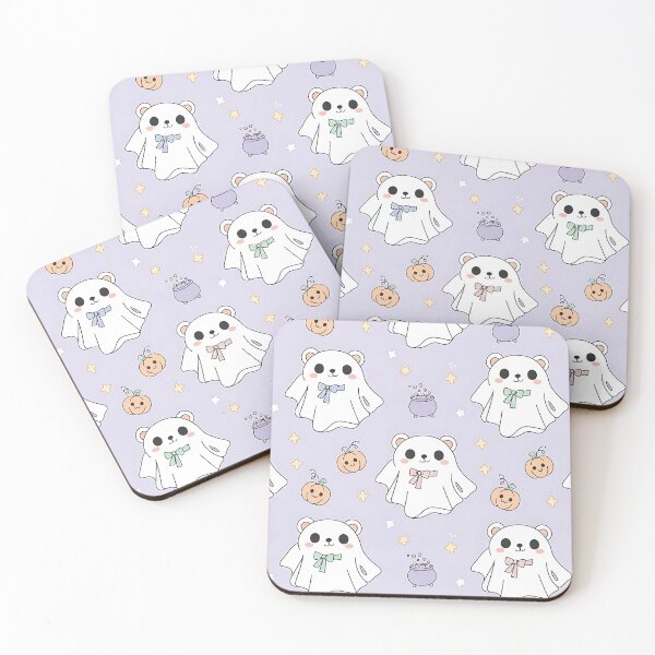 Item preview, Halloween Ghost Puppy Pattern, Cute Dog Costume, Spooky Kawaii Pet, Pumpkin and Candy Design, Trick or Treat Animal Art designed and sold by ArtDesignTp.