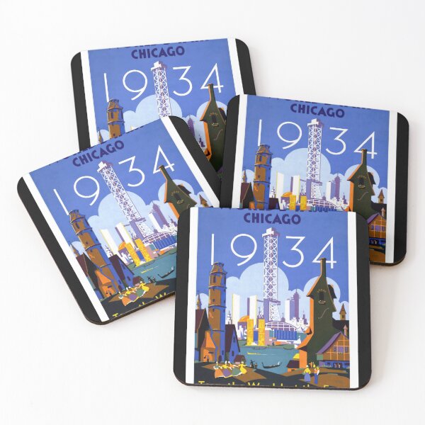 Item preview, 1934 Chicago Worlds Fair Poster | Art Deco Style Print | Century of Progress | Vibrant Colors & Cultural Exchange designed and sold by artofuniverse.
